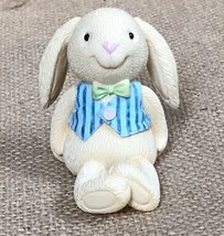 1 3/4 Inch Resin Sitting Lop Eared Bunny Rabbit In Vest Figurine Easter Kitsch - £7.91 GBP