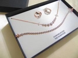 Department Store18k Rose Gold/SS Plated Diamond Accent Necklace Set C500 $200 - £55.23 GBP