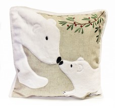 Eskimo Kiss Applique Polar Bears and Embroidered Foliage And Berries Cus... - $53.37