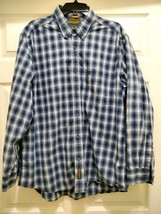 Timberland Mens XL Button Up Shirt Blue Black Check Long Sleeve Cotton  - £21.16 GBP