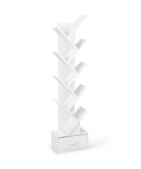 10-Tier Bookshelf with Drawer Free-standing Storage Bookcase-White - Col... - $2,831.26 MXN