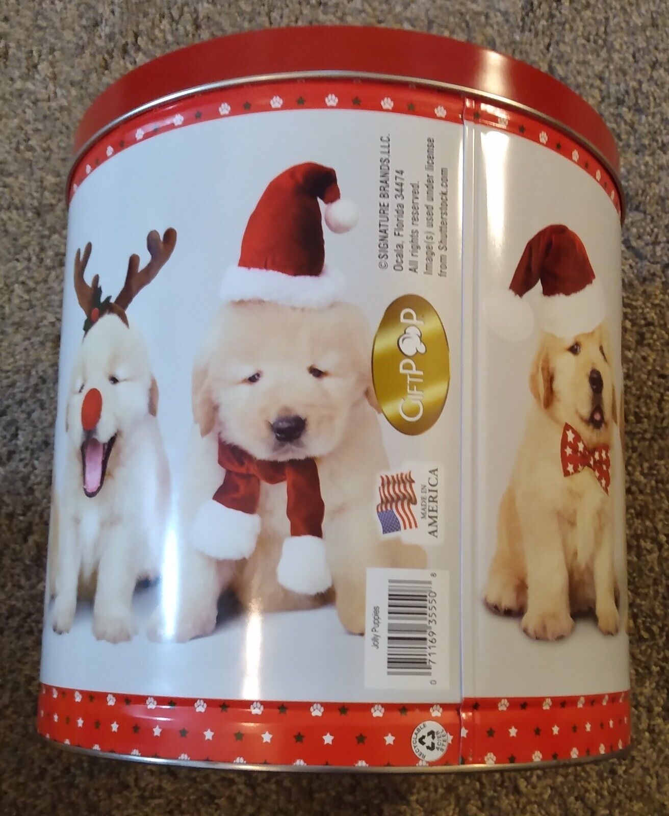 Puppy Dogs EMPTY Christmas Holiday Tin Cookie Tin - $4.75