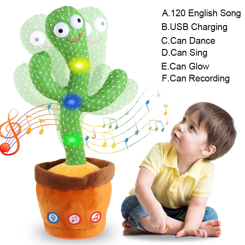 Kids Dancing Talking Cactus Toys Interactive Talking Sunny Cactus Electronic - £17.25 GBP