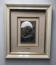 L. MORONI Framed Pierrot Picture MIDA Sterling Silver AG 925 Italy Signed Clown - $197.01