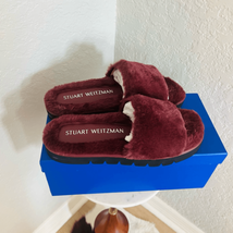 Stuart Weitzman Elodie Chill Faux Fur Slide Slipper Sandal Size 9 Cranberry Nwt - £118.56 GBP