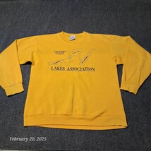 Vintage Santee Sweats Heavyweight Sweatshirt Yellow Adult Large Wabedo Lake - $15.23