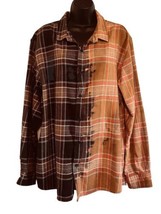 PacSun Flannel Unisex Distressed Bleached Shirt Men&#39;s Size XL Brown Tan ... - £17.30 GBP