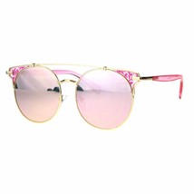 Women&#39;s Fashion Sunglasses Flat Top Pink Gold Frame Mirrored Lens UV 400-
sho... - £9.23 GBP