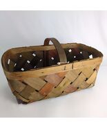 Vintage Multicolor Split Wood Top Handle Long Basket 18.5x10x7&quot; Farmer G... - $557.18 MXN