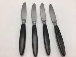 Knives Set 4 Japan Knife Stainless Steel Serrated Black Handle MCM Vintage  - $21.55