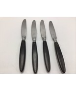 Knives Set 4 Japan Knife Stainless Steel Serrated Black Handle MCM Vintage - £14.25 GBP