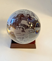 Clear Crystal Glass Table Top World Globe with wooden stand - £18.94 GBP