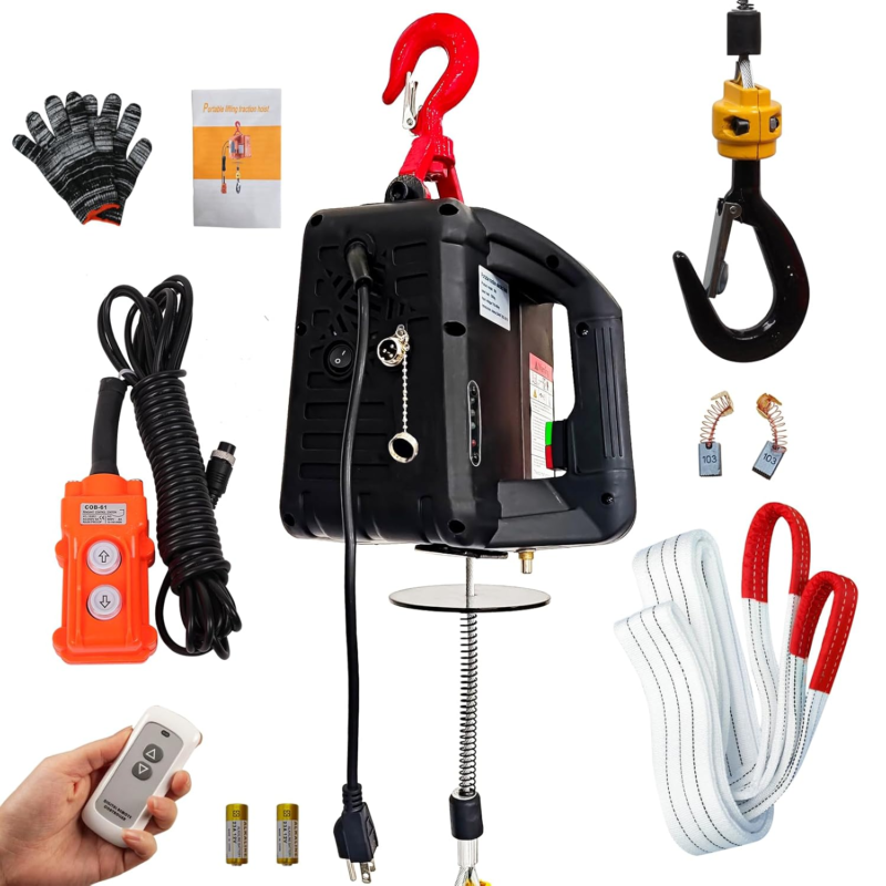 Electric Hoist Winch 3 in 1,1100Lbs Electric Hoist 110 Volt 1500W Portab... - $237.32