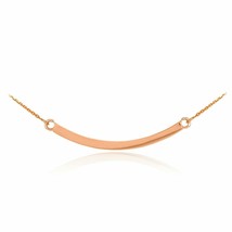 14K Solid Rose Gold This Curved Bar Necklace - £179.75 GBP+