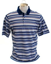 Bugatchi Blue &amp; Multi Color Stripe Short Sleeve Polo Shirt Men&#39;s NWT - £101.08 GBP