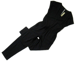 NWT J.Crew Relaxed Jumpsuit in Black Tencel Linen V-neck Jumper XXXS 3XS - £34.13 GBP