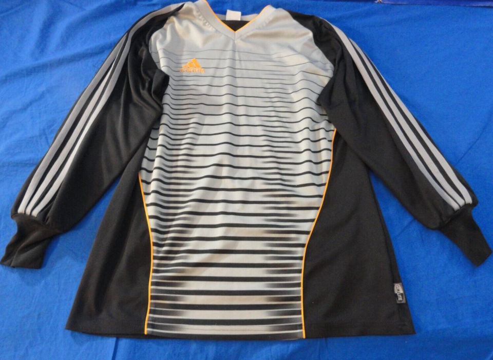 ADIDAS BLACK WHITE ORANGE ATHLETIC SPORT SOCCER GOALIE LONG SLEEVE MENS ... - $20.51