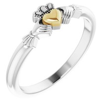 Authenticity Guarantee 
14K White and Yellow Gold Claddagh Ring - £467.85 GBP+