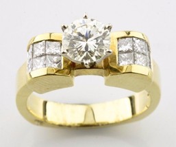 1.83 Carat Round Brilliant Diamond 14k Yellow Gold Engagement Ring Size 6.5 - £4,961.55 GBP
