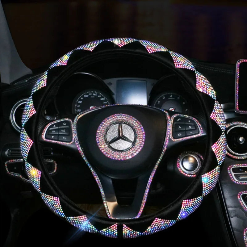 Fashion Bling Crystal Car Steering Wheel Cover Auto Decorations Interior - £21.24 GBP