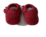 Baby Infant Girl&#39;s Leather Red Fringe Boots Booties Shoes Size 3-6 months - £14.45 GBP