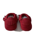 Baby Infant Girl&#39;s Leather Red Fringe Boots Booties Shoes Size 3-6 months - £14.42 GBP