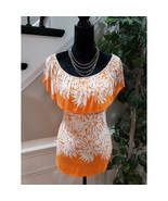 Melissa Paige Women&#39;s Orange White Floral Boat Neck Sleeveless Top Blous... - $472.17 MXN