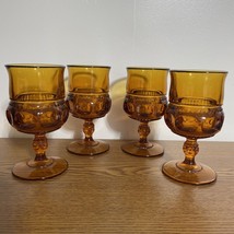 Indiana Colony Kings Crown Thumbprint Dark Amber  Set Of 4 Glass Water G... - $19.59