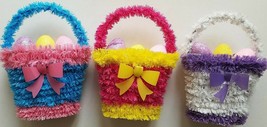 Easter Baskets Tinsel w 3 Glittery Eggs 6.5”H x 5”W x 2.5”D, Select: Color - £2.80 GBP