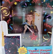 Graduation Picture Frame With A Tassel Holder Confetti Stars 3 1/2 x 5 Photo New - £10.68 GBP