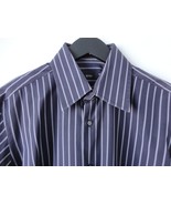 HUGO BOSS Purple Grey Stripe Cotton Men&#39;s Dress Shirt Top 40 / 15.75 - $24.24