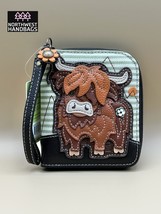 HIGHLAND COW ZIP AROUND WALLET WRISTLET STRIPED CHALA - $36.63