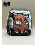 HIGHLAND COW ZIP AROUND WALLET WRISTLET STRIPED CHALA - $678.00 MXN