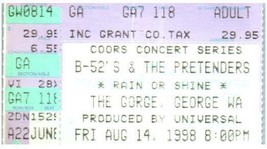 Vintage B-52&#39;s Pretenders Ticket Stub Agosto 14 1998 Il Gorge George Washington - £35.72 GBP