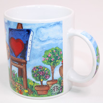 Vintage Starbucks Barista Coffee Mug Cup Artist Cupids Painting Hearts Flowers - £10.09 GBP