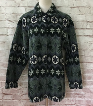 Vintage Fleece Shirt Jacket Green Reindeer Snowflake Women’s *XL* *Read* - £28.11 GBP