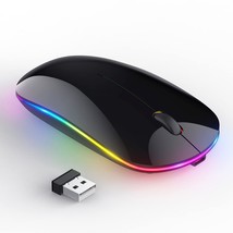 Rgb Wireless Mouse, Slim Rechargeable Wireless Mouse For Laptop, 2.4G Portable U - £20.32 GBP