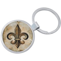 Bronze Fleur De Lis Keychain - Includes 1.25 Inch Loop for Keys or Backpack - £8.60 GBP