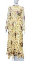 Doen Women&#39;s Tiarella Antique Floral Printed Ruffle Smocked Maxi Gown Dress XS - £204.26 GBP