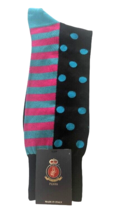 Punto Italian Polka Dot Stripes Dress Socks Egyptian Cotton 10-13 Black BluePink - £21.49 GBP