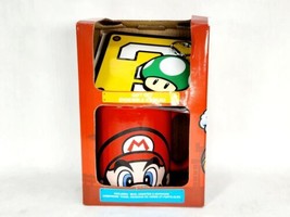 New! Super Mario Set - Mug, Keychain &amp; Coaster Gamer Gaming Gifts One Up - £17.25 GBP