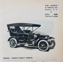1908 George Pierce Great Arrow Vehicle Catalog Advertisement Automobilia... - $568.44 MXN