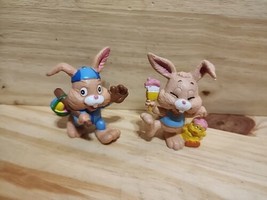 W. Berrie Easter Buddies Lot Of 2 Vtg Bunny Rabbit PVC Figure Cake Toppers Toys - £7.20 GBP