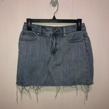 Pacsun Y2K Raw Hem Denim Blue Jean Mini Skirt Women&#39;s Sz 26 - £11.67 GBP