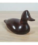 Vintage Smooth Solid Dark Hardwood Carved Duck Figure Mallard 6 1/4” - £18.43 GBP