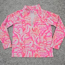 Lilly Pulitzer Little Skipper Sweater Girls XL (12-14) Pink 1/2 Zip Tropical - £22.93 GBP