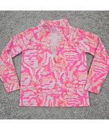 Lilly Pulitzer Little Skipper Sweater Girls XL (12-14) Pink 1/2 Zip Trop... - $29.65