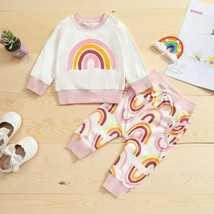 NEW Rainbow Girls Sweat Suit Long Sleeve Outfit Set 3T - £8.65 GBP