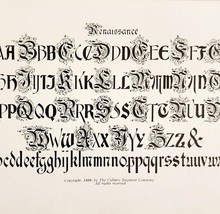 Renaissance Font Example 1899 Victorian Craft Supply Art Drawing Ephemer... - $375.23 MXN