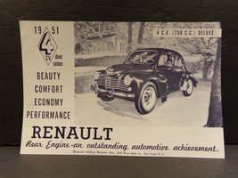 1951 Renault 4CV Four Door Sedan Sales Brochure - $49.24 CAD